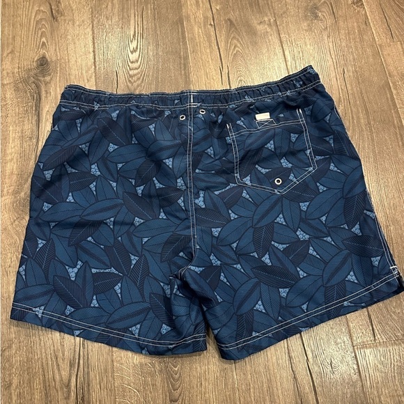 LANDS' END Mens Swim Trunks Ocean Water Blue Tropical Large 36-38 Vacation Lined - Picture 7 of 11